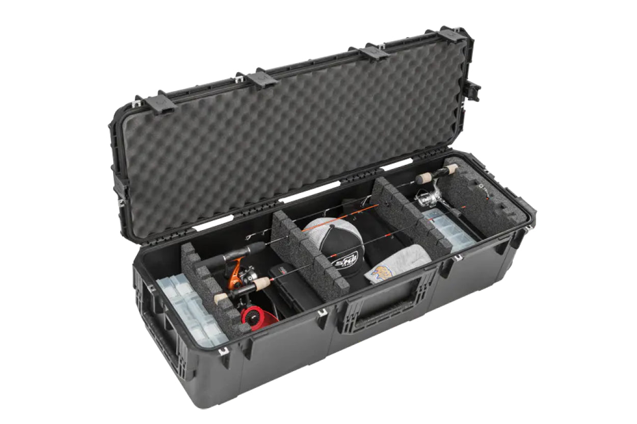 SKB iSeries 4213 Large Watertight Ultimate Ice Fishing Case with Wheels 10" Deep Opened with Pull Out Tray
