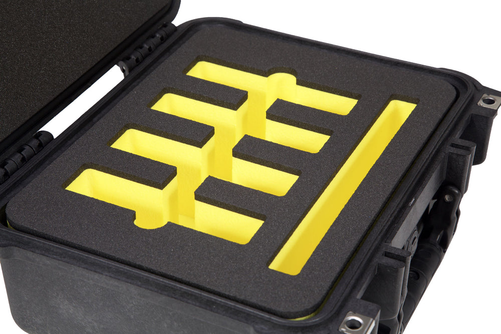 Two-tone yellow and black foam cut for hand tools