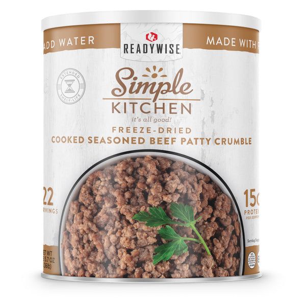 Freeze Dried Seasoned Beef Patty Crumbles Emergency Food Supply Beam