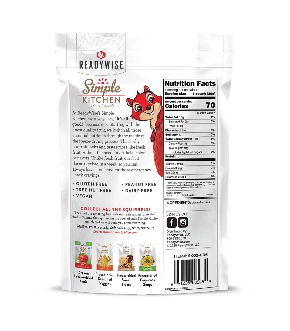 Freeze Dried Strawberries Snack Pouch