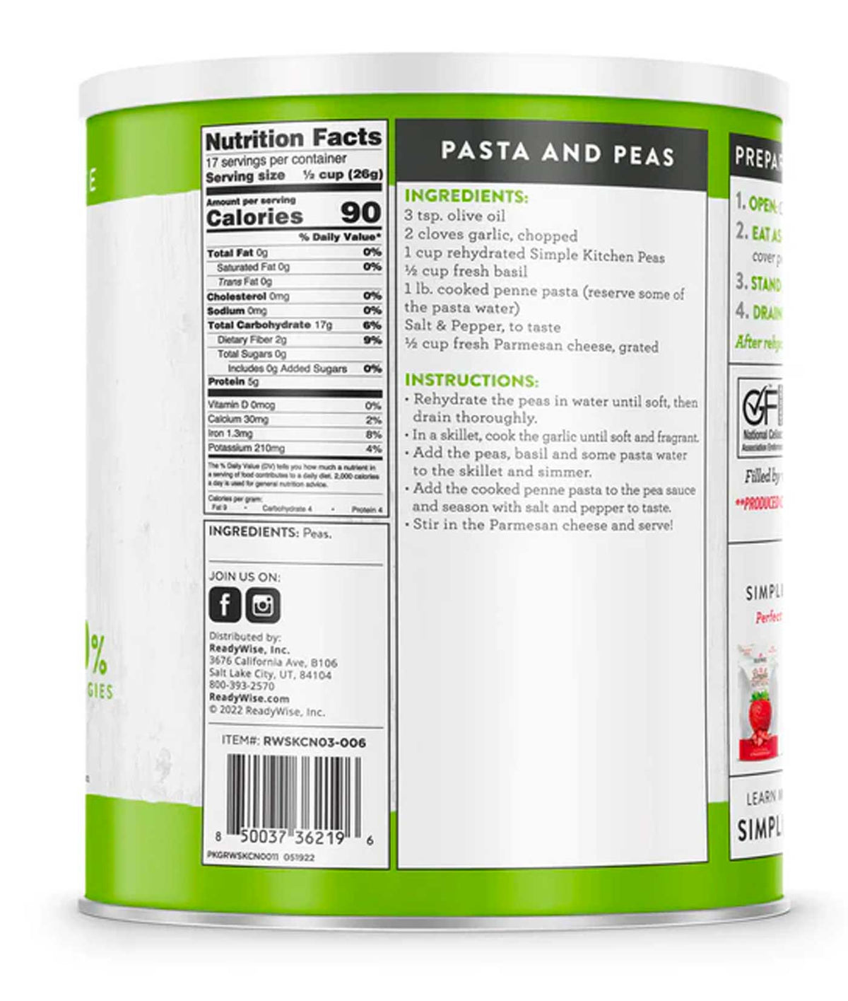 Big Can of Freeze-Dried Peas (#10 Can)