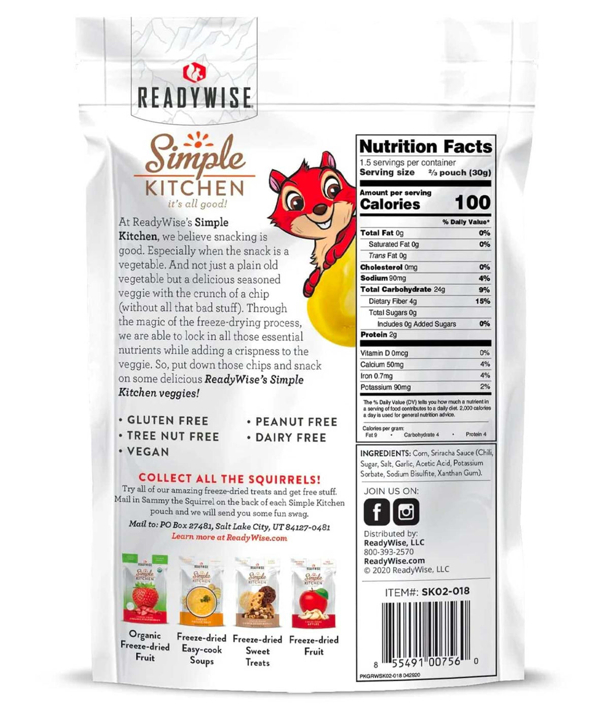 Freeze-Dried Sriracha Corn (Pack of 6)