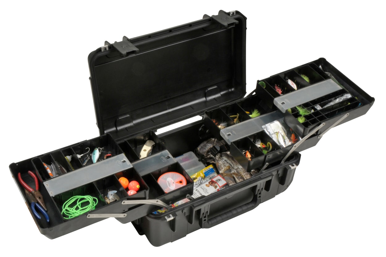 SKB iSeries 2011 Large Watertight Fishing Tackle Box Trays Open