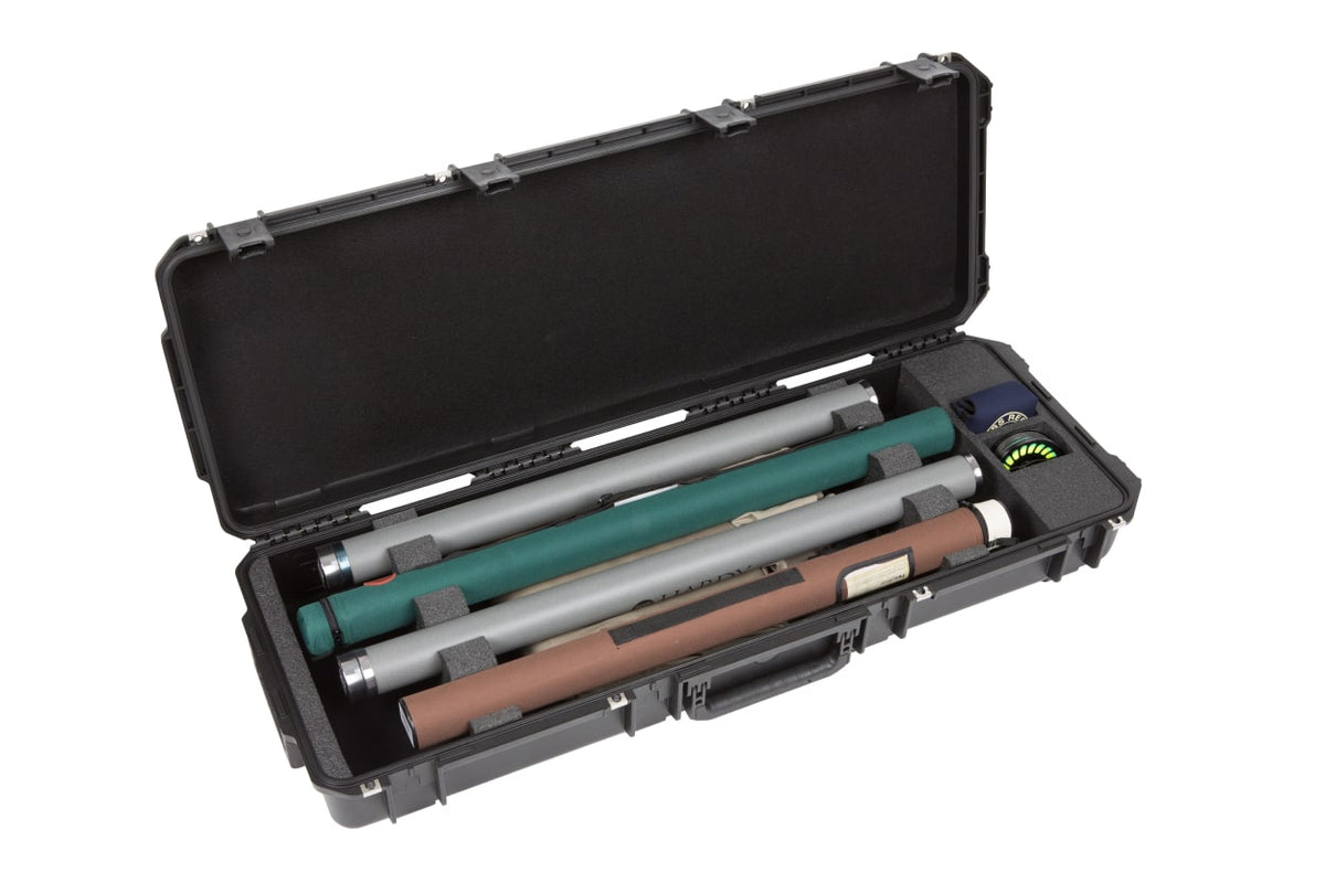 SKB iSeries 4214 Watertight Fly Rod Fishing Case with Wheels 36&quot; Wide Opened Angle