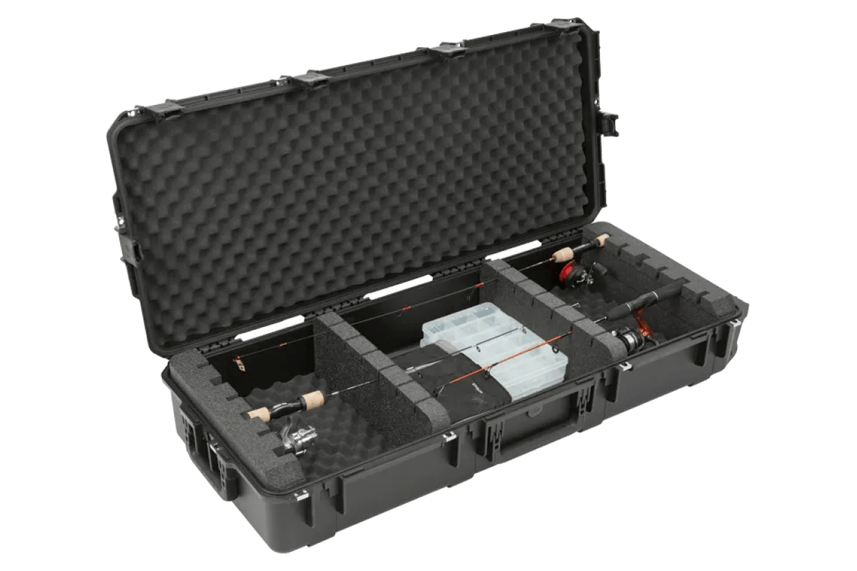 SKB iSeries 4217 Small Watertight Ice Fishing Case 7.5&quot; Deep Front Opened Angle